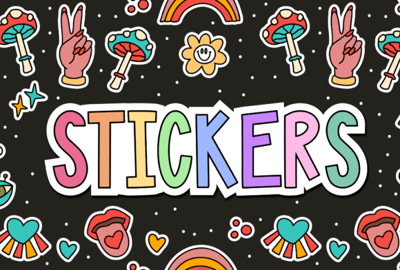 Multicoloured Stickers: A Bold Typeface for Brand Cheer